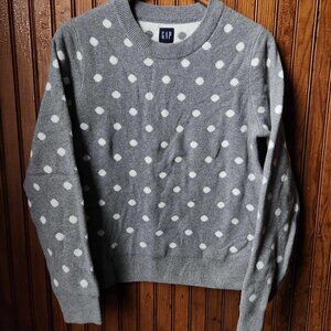 GAP Gray and White Polka Dot Sweater - Cotton / Nylon / Acrylic - Size M - NWT